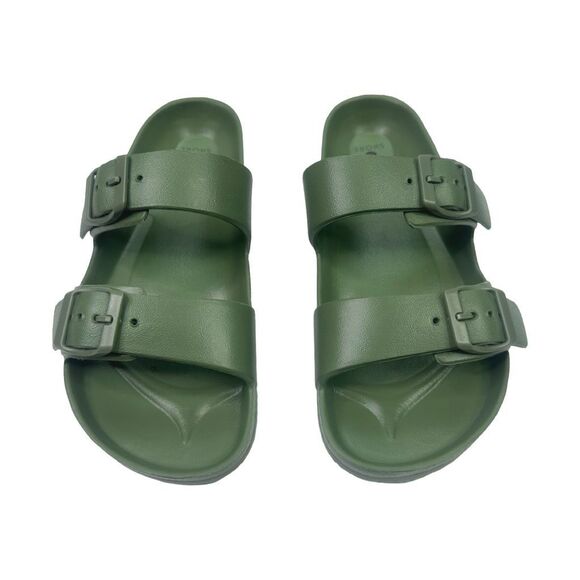 Shade & Shore Neida EVA Two Band Footbed Slide Sandals - Size 7 - Olive Green - Picture 3 of 8